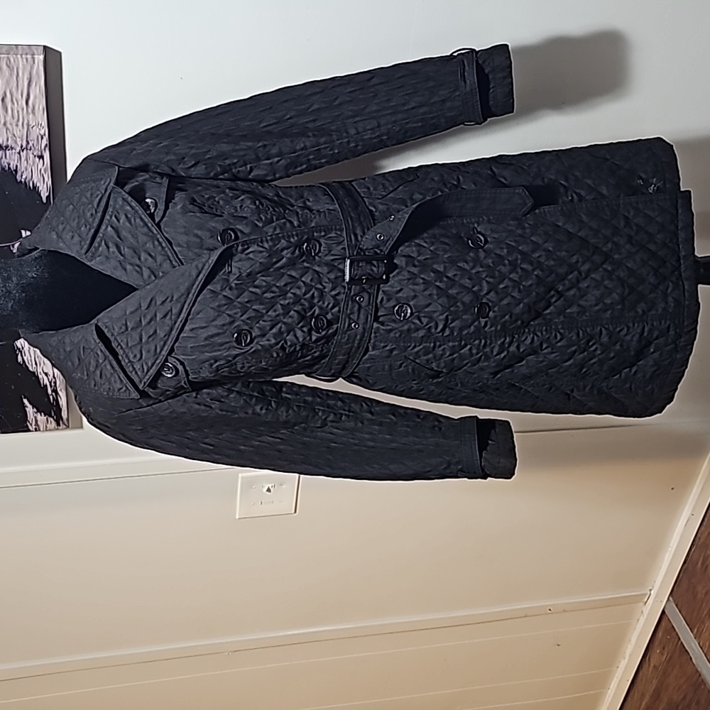 Long quilted trench coat with belt. - Picture 1 of 5